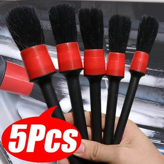 5Pcs Car Cleaning Brush Kit Soft Bristle Detail Brushes For Motorcycle Car Detailing Brush Set Wheel Rims Cleaning Brush Tools